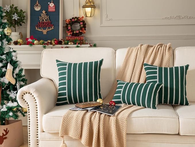 Caflife Boho Christmas Pillow Covers 12x20 Set of 2 Soft Farmhouse Decorative - Image 6