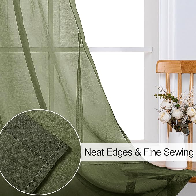 XWZO Sheer Curtains 84 Inches Length 2 Panels - Image 4