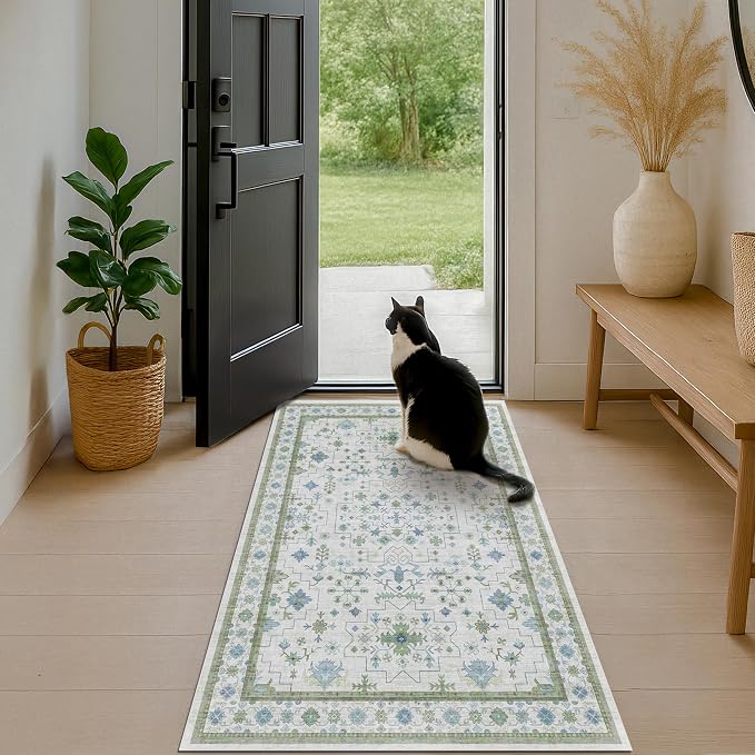 Blue and Green Washable Rugs for Living Room - Image 3