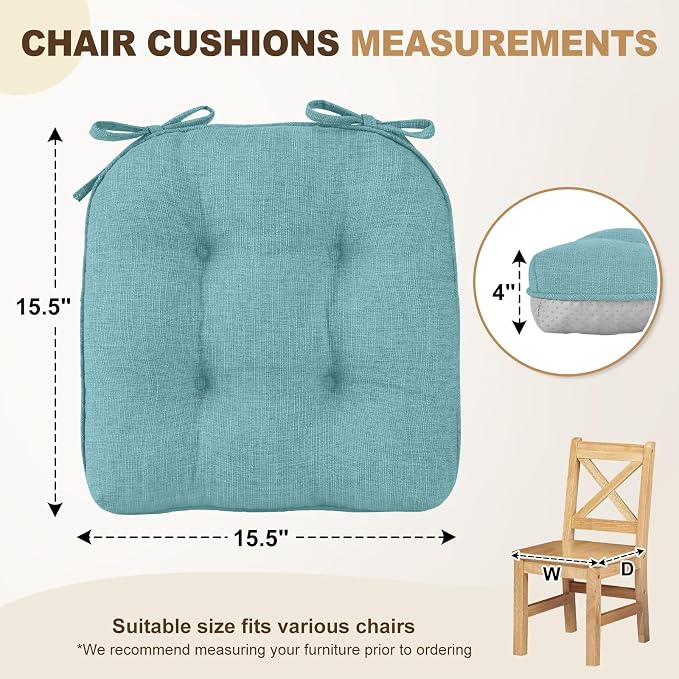 downluxe Indoor Chair Cushions for Dining Chairs, Tufted Overstuffed Textured - Image 2