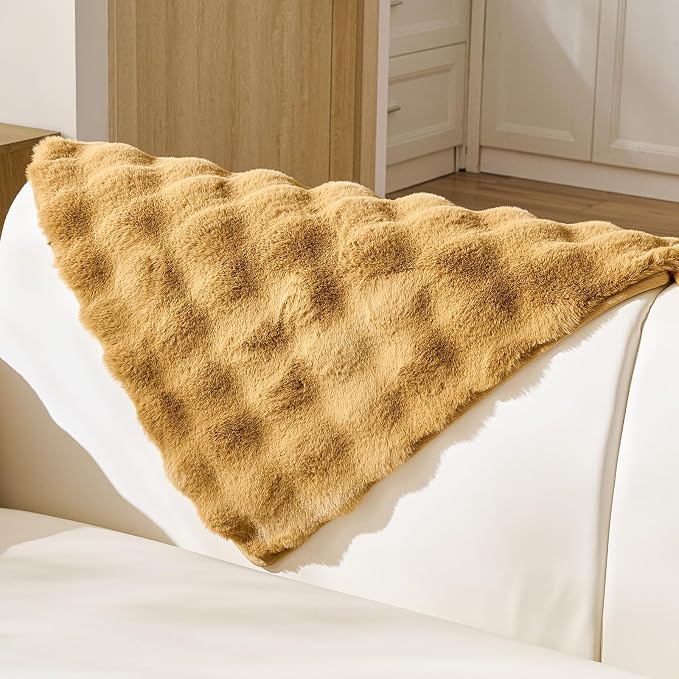 Faux Fur Armrest Cover Backrest Cover Fuzzy Plush Thick Bubble Sofa Cover - Image 2