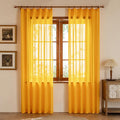 Gold Pinch Pleat Sheer Curtains 90 Inches Long Light Filtering Curtain Panels by MAIHER