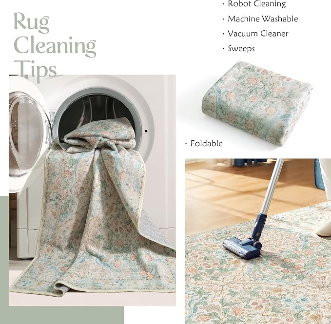 MUJOO 2x3 Washable Rug, Floral Small Area Rugs - Image 6