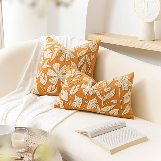 BlissBlush Fall Throw Pillow Cover 20x20, Tufted Farmhouse Textured Pillowcase - Image 6