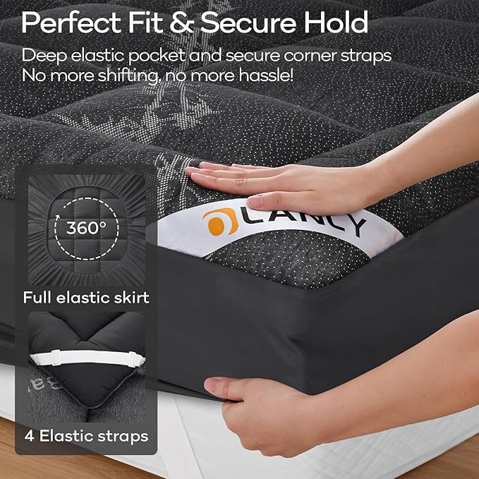 OLANLY Queen Mattress Topper – Viscose Made from Bamboo, Cooling Soft Queen - Image 4