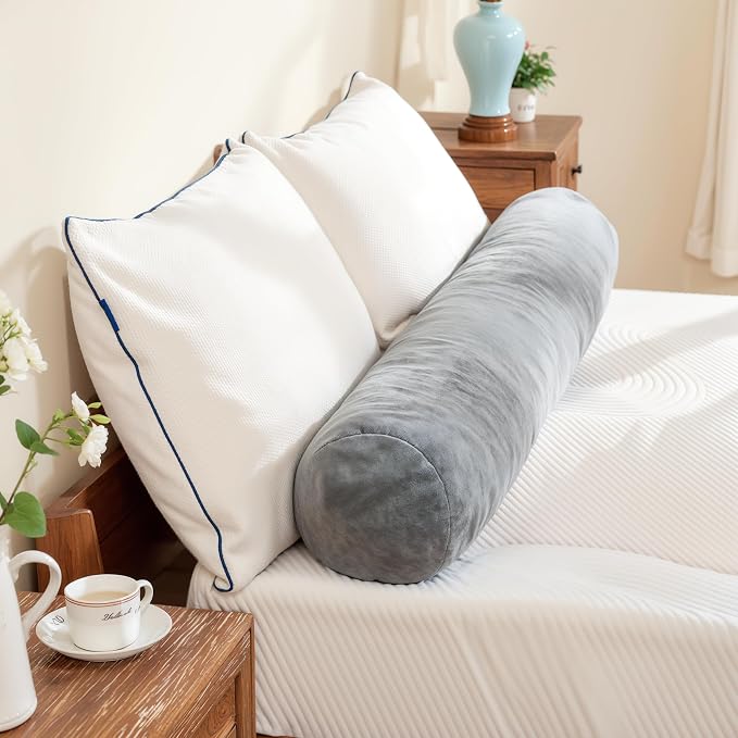 SyMax 7.8"x60" Body Pillow for Queen Bed, Bolster w/Removable Polyester Cover by SyMax