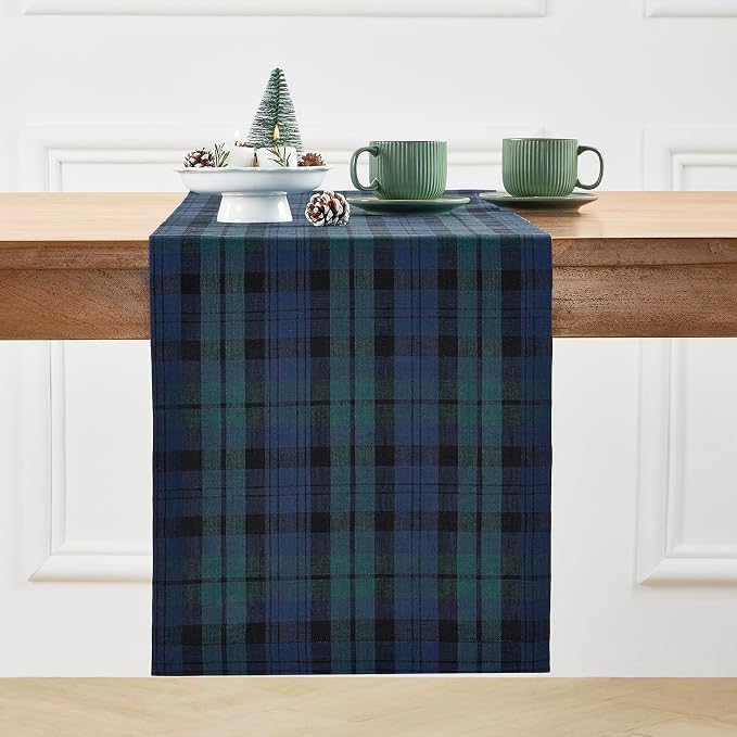 Solino Home Linen Plaid Table Runner 60 Inches by SolinoHome