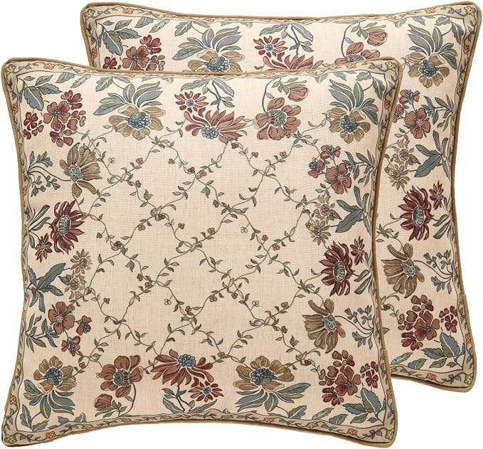 patdrea Designer Throw Pillow Covers Set of 2, Square Euro Retro Style Light by Welcometopatdrea