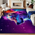 6' x 9' Galaxy Wolf Rug Large 3D Fierce Wolves Space Area Rugs by CERYUEE