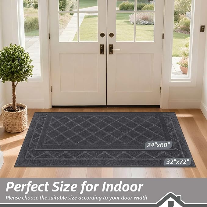 BEQHAUSE Dirt Trapper Door Mat 24" x 60", Doormat Non-Slip Entryway Rugs - Image 2