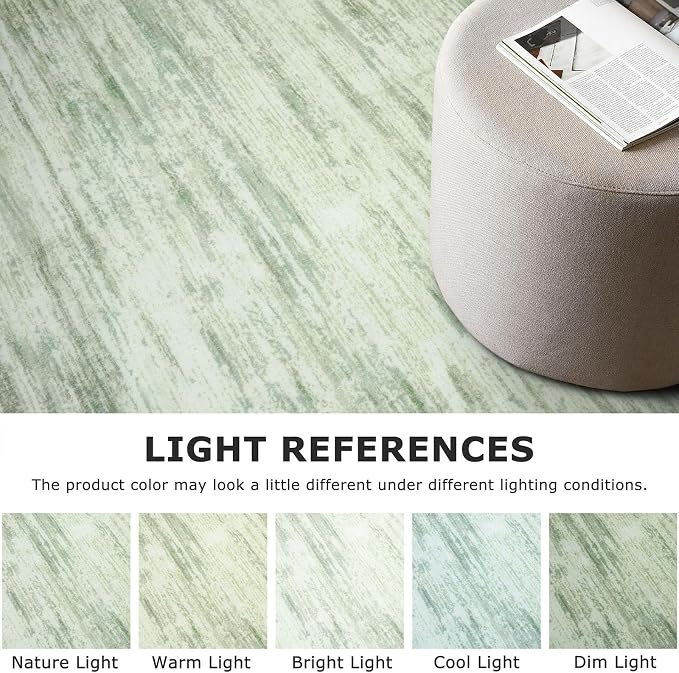 2x8 Modern Abstract Runner Rug for Hallways, Light Sage Green and Ivory Super - Image 4