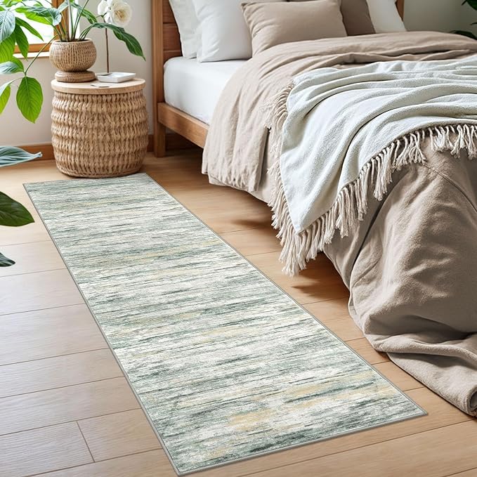 2x6 Modern Abstract Runner Rug for Hallways, Non-Shedding Washable Rug for - Image 3