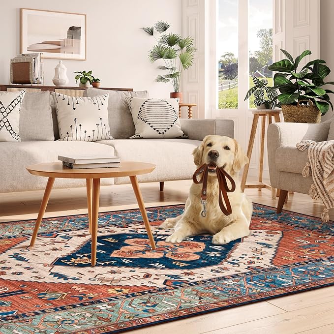 Lahome Oriental Washable Rug 6x9, Non-Slip Ultra-Thin Living Room Area Rug - Image 2