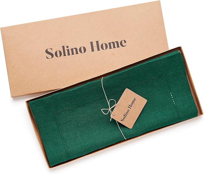 Solino Home Linen Rainforest Green Hemstitch Table Runner 48 Inches - Image 5