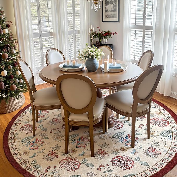 jinchan Elora 7ft Floral Round Rug - Image 4