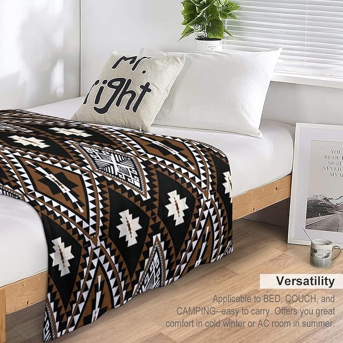 Rustic Western Throw Blanket, Southwestern Bohemian Ethnic Style Native Aztec - Image 5