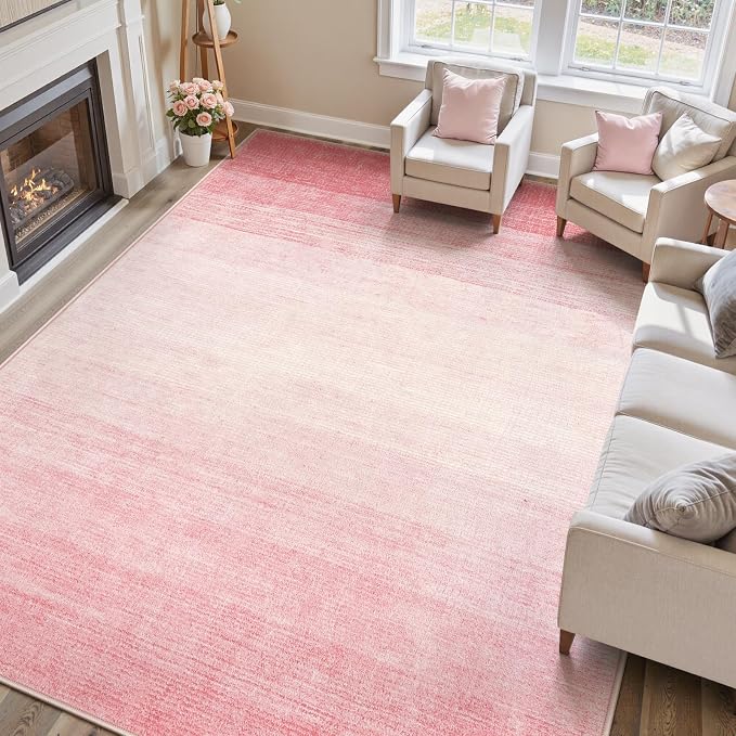 Wonnitar Modern Ombre Light Pink 9x12 Area Rug, Washable Soft Bedroom Rug by Wonnitar