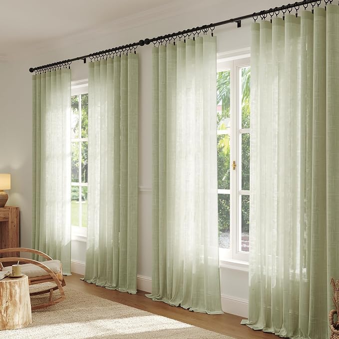 Anmao Natural Linen Curtains for Living Room 80 Inch Length 2 Panels Set - Image 5