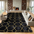 ONASAR 8x10 Area Rugs for Living Room, Fluffy Black and Gold Bedroom Rug by ONASAR