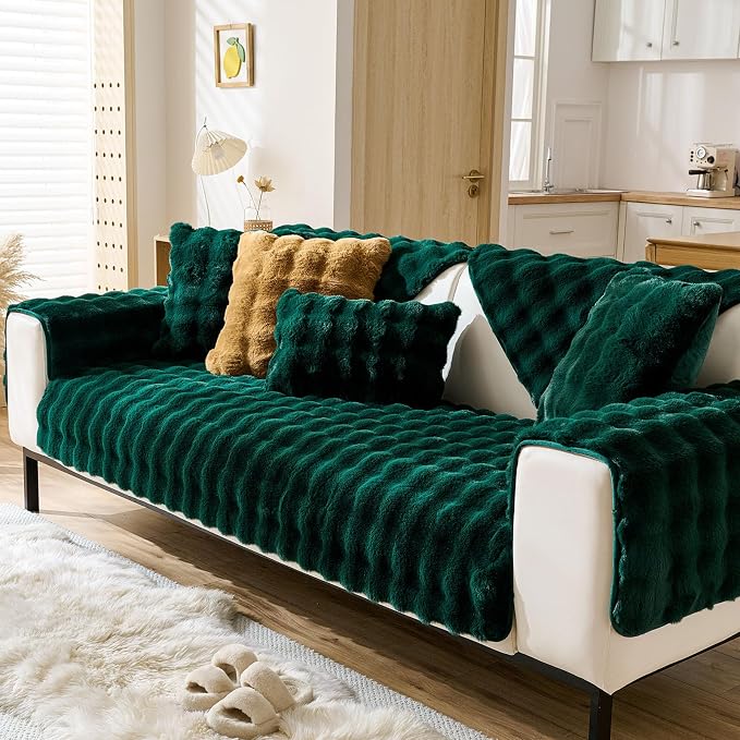 Christmas Faux Fur Decorative Throw Pillow Cover Plush Thick Bubble Pillow - Image 2