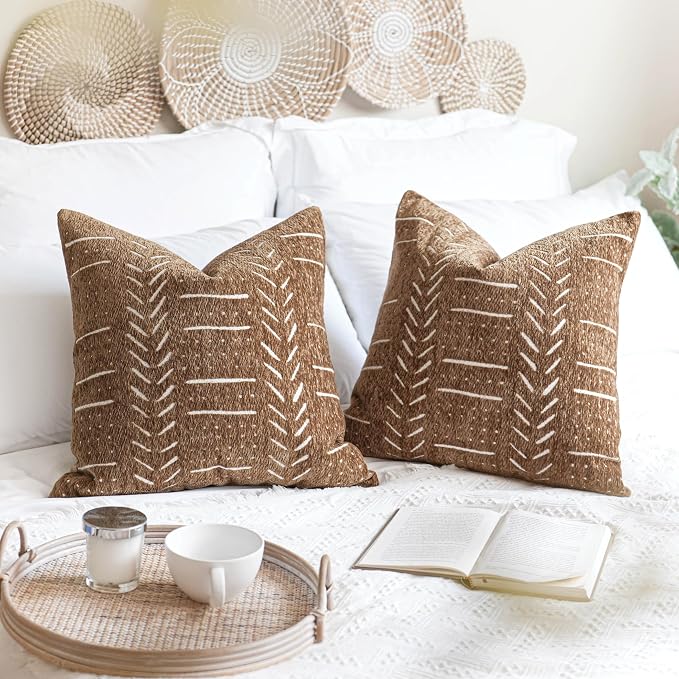 BlissBlush Fall Brown Decorative Throw Pillow Covers 18X18, Boho Farmhouse - Image 5