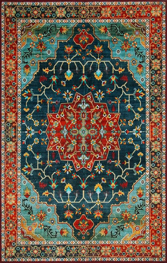 WILLSUN Washable Area Rugs, 5x7 Non-Slip Boho Large Area Rugs - Image 7