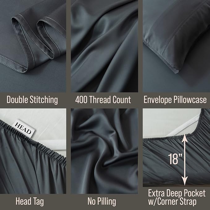 Bella Coterie 6 Piece Luxury Bamboo Viscose California King Size Sheet Set | - Image 3