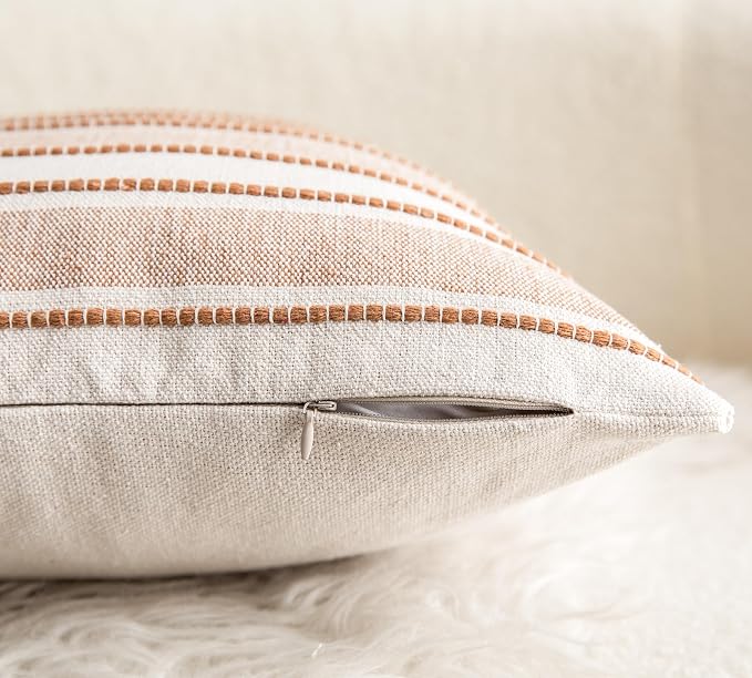 Decorative Boho Throw Pillow Covers, Farmhouse Textured Pillow Case, 22 x 22 - Image 5