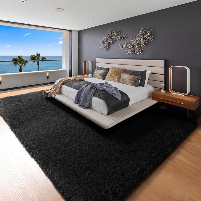 ONASAR Black 8x10 Area Rugs for Living Room, Large Fluffy Shag Bedroom Rug - Image 4
