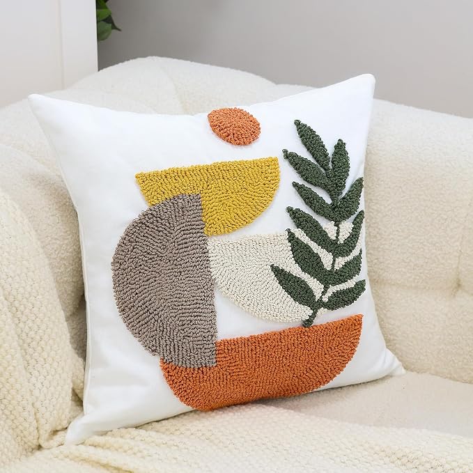 Boho Accent Pillow Covers 18x18- Tufted Abstract Modern Square Throw Pillow - Image 5