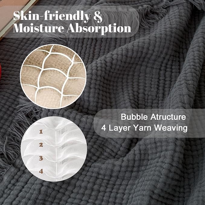 MorroMorn 100% Cotton Muslin Throw Blanket - Image 2