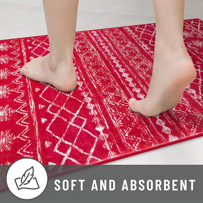 KUTA Christmas Washable Hallway Runner Rug, 2x6 Non-Slip Vintage Red Boho Rugs - Image 7