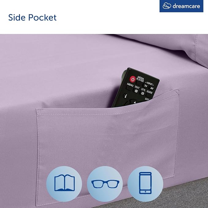 DREAMCARE Queen Sheet Set – 4 pcs Cooling Sheets – up to 21” Extra Deep Pocket - Image 6