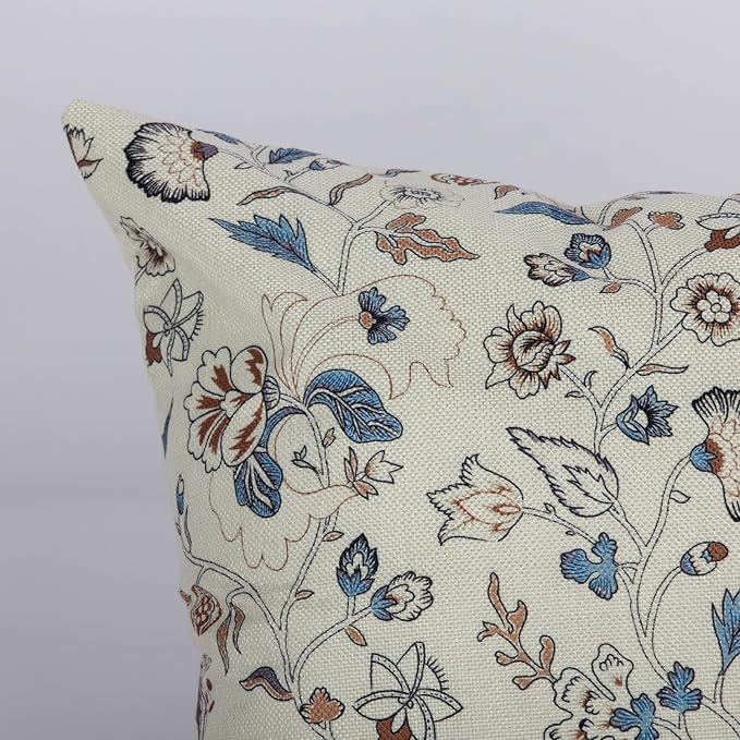 Vintage Flroal Pillow Cover 18x 18 Set of 2, Chinoiserie Blooming Blue Flower - Image 5