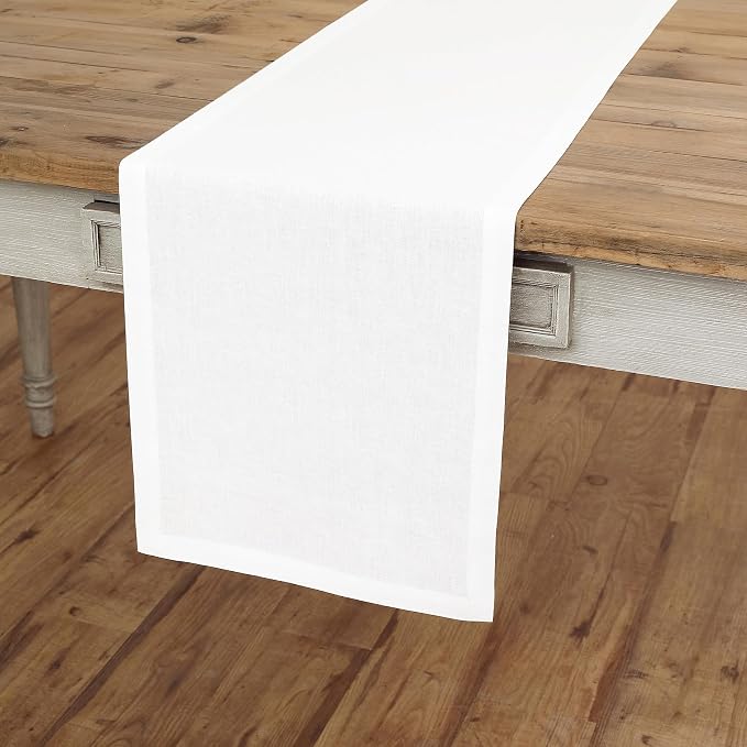 Solino Home Linen White Table Runner 48 Inches - Image 2
