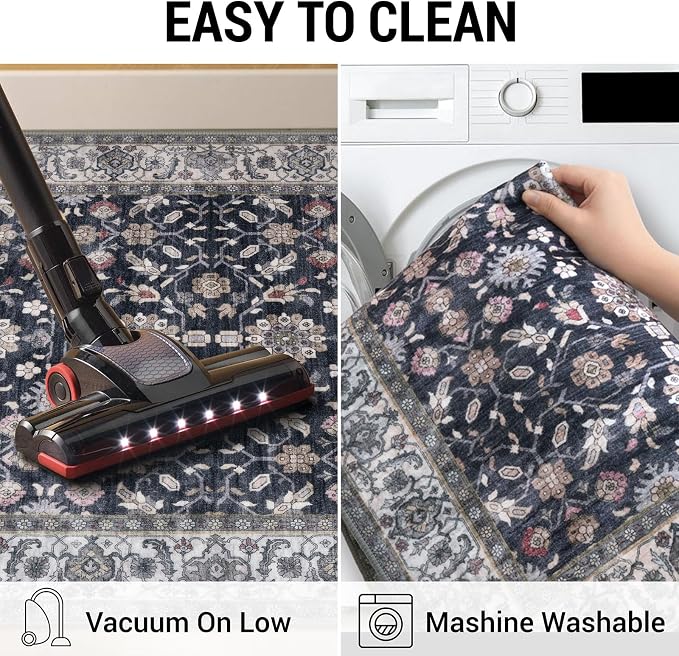 KUTA Vintage Floral Entryway Rug 2x3, Kitchen Rugs Non-Slip Washable Throw Rug - Image 5