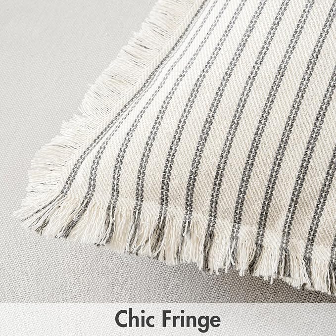 MIULEE Pack of 2 Gray Pillow Covers 22x22 Inch Striped Farmhouse Couch Throw - Image 2
