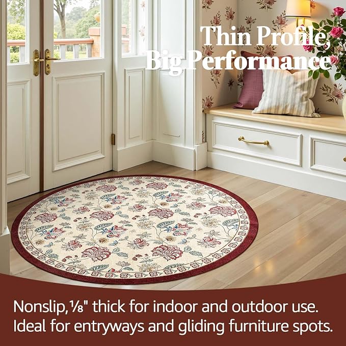jinchan Elora 4ft Floral Round Rug - Image 5