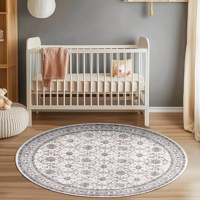 jinchan Round Rug 6ft Washable Circle Soft Rug - Image 3