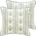 ISAENNE Design Square Simple Elegant Linen Throw Pillow Covers 18"x18" Pack of 2 by Isaennehomedecoration