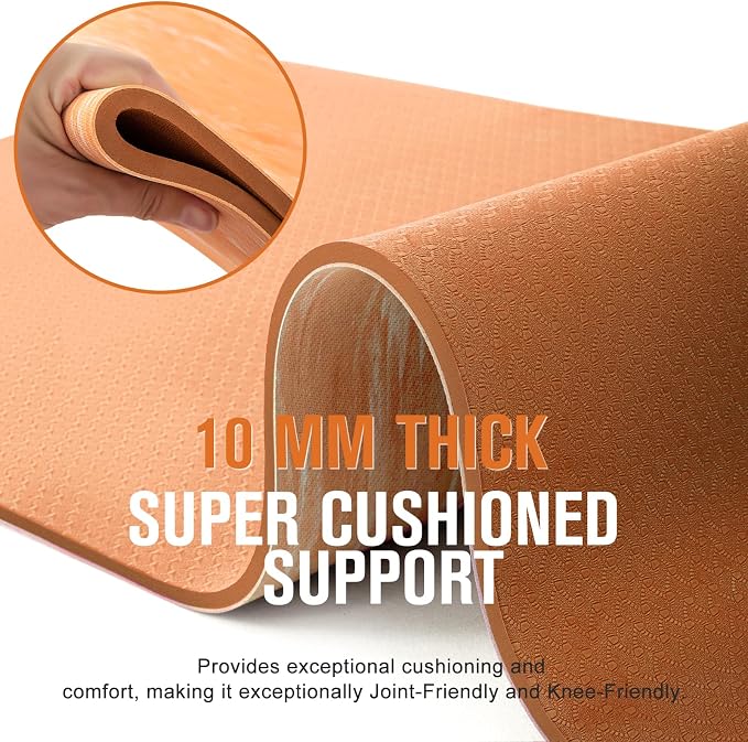UMINEUX Extra Thick Yoga Mat, 2/5 Inch, Natural Rubber and TPE Non Slip Yoga - Image 4