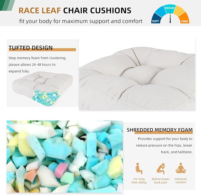 RACE LEAF 17" x 17" Patio Chair Cushions Beige - Image 2