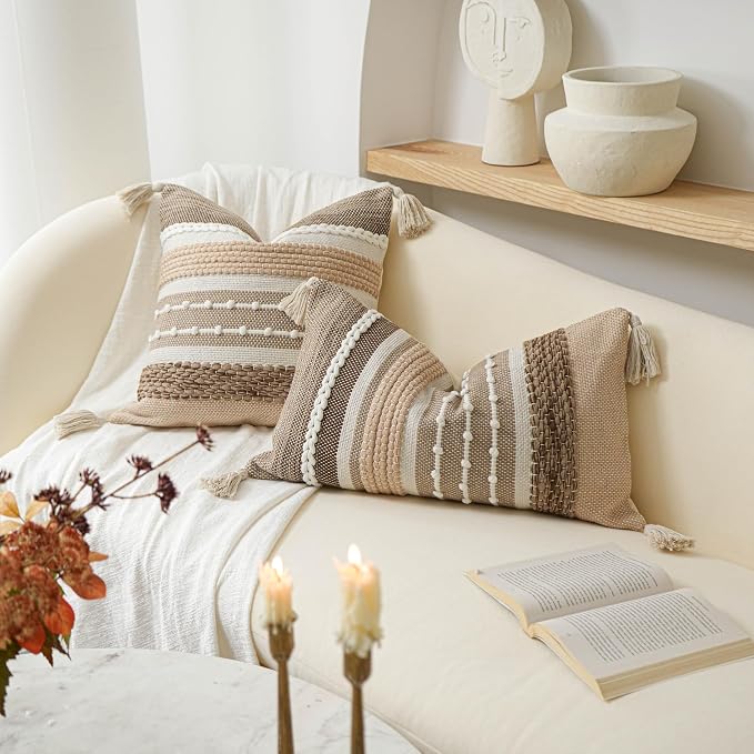 BlissBlush Brown Decorative Throw Pillow Cover 20x20 Square Boho Accent - Image 8