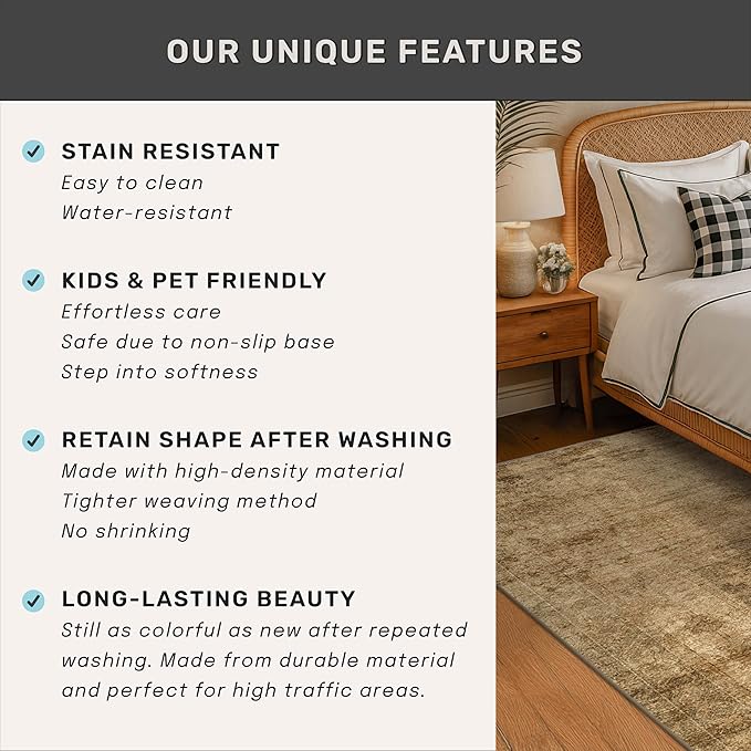Brown and Gold Rugs for Living Room 5x7 Rug - Image 7