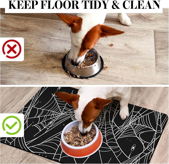 Halloween Dog Food Mats for Floors, Absorbent Dog Bowl Mat for Food and Water - Image 3