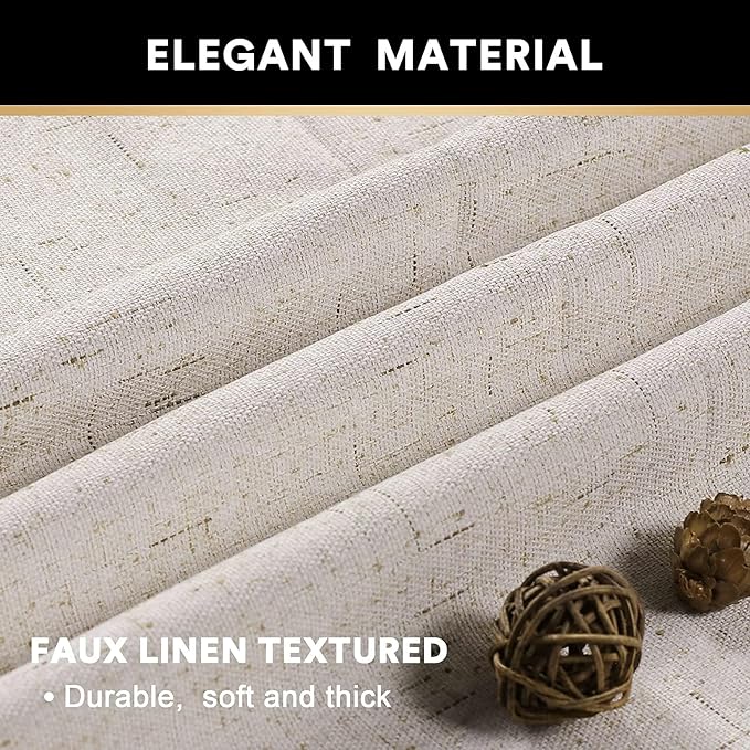PrinceDeco Linen Blackout Curtains 100% Blackout Curtains 108 Inches Long Linen - Image 4