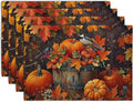Pumpkin Maple Leaf Bird Fall Placemats Set of 4 Autumn Thanksgiving Seasonal by Wnoesat