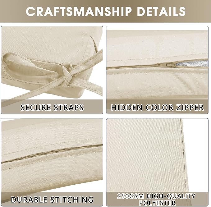 Outdoor Seat Cushion Set 22 x 22 In, Water-Resistant & Fade-Resistan, Patio - Image 6