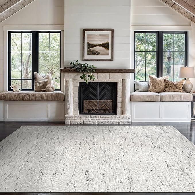 Beverly Rug Micro Loop Area Rug White/Gray 5x7 Abstract Modern Luxury - Image 7