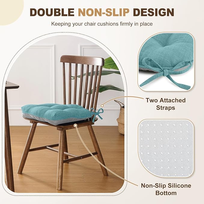 downluxe Indoor Chair Cushions for Dining Chairs, Tufted Overstuffed Textured - Image 4
